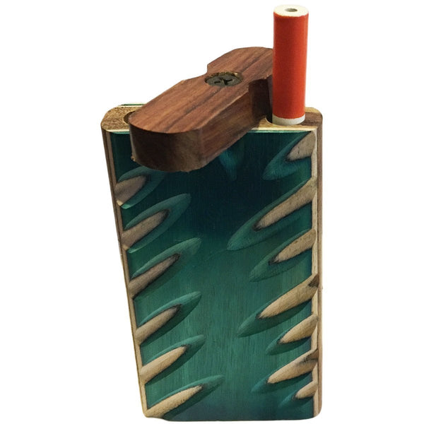 4" Carved Wood Swivel Cap Dugout - Turquoise