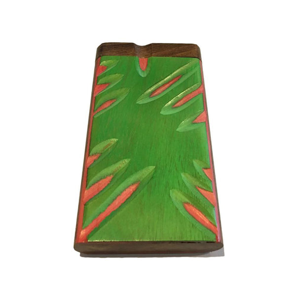 4" Carved Wood Swivel Cap Dugout - Green/Pink
