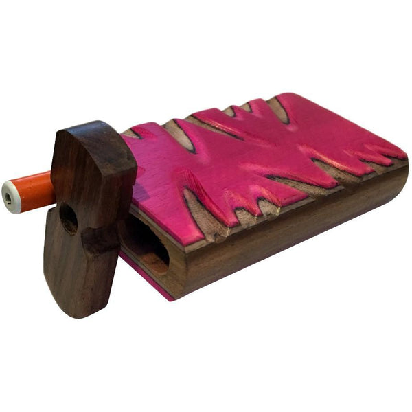 4" Carved Wood Swivel Cap Dugout - Pink