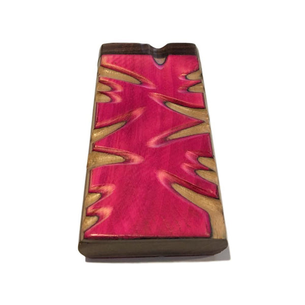 4" Carved Wood Swivel Cap Dugout - Pink