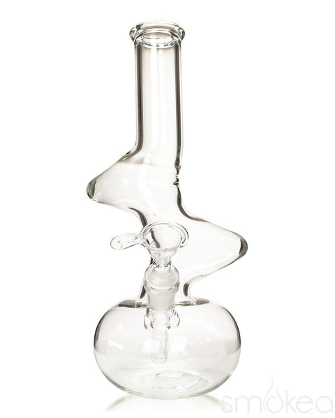 Glowfly Glass 13" Clear Double Zig Zag Bong