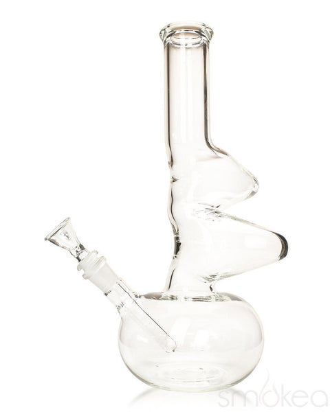 Glowfly Glass 13" Clear Double Zig Zag Bong